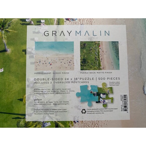 Galison Gray Malin Double Sided Puzzle 500 Pieces Beach Scene *Complete* - Picture 3 of 12